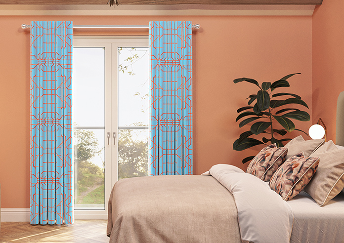 Bamboo Candy, Red Blue - Made To Measure Curtains - Image 3